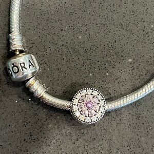 Authentic Pandora Silver Dazzling Floral Pink Charm